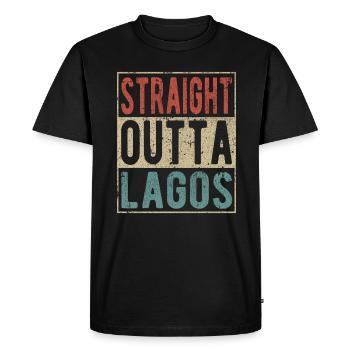 Tout droit sorti de Lagos - T-shirt Premium bio Homme - noir - Devant - Nico (187cm)