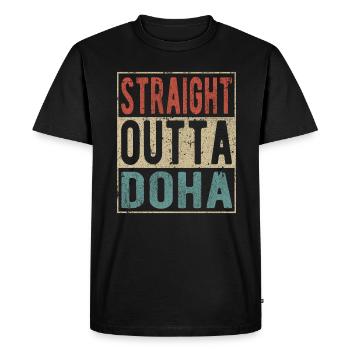 Tout droit sorti de Doha - T-shirt Premium bio Homme - noir - Devant - Nico (187cm)