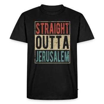 Tout droit sorti de Jérusalem - T-shirt Premium bio Homme - noir - Devant - Nico (187cm)