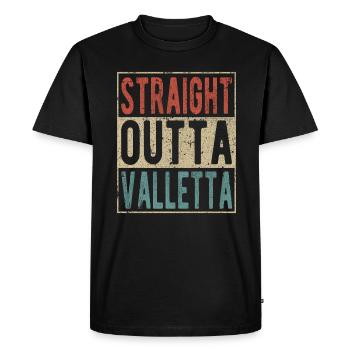 Straight outta Valletta - Men's Premium Organic T-Shirt - black - Front - Nico (187cm)