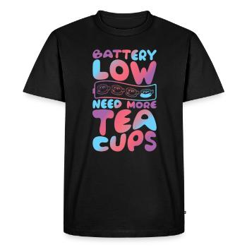 Batterie faible Besoin de plus de tasses à thé Groovy Funny Tea - T-shirt Premium bio Homme - noir - Devant - Nico (187cm)