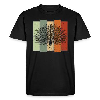 Paon rétro Birdwatching Bird Watcher - T-shirt Premium bio Homme - noir - Devant - Nico (187cm)