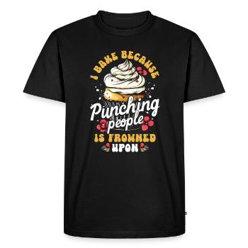 Je fais de la pâtisserie parce que frapper les gens est mal vu - T-shirt Premium bio Homme - noir - Devant - Nico (187cm)