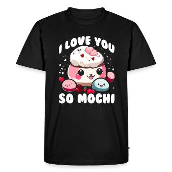 Kawaii Mochi Je t’aime tellement Mochi - T-shirt Premium bio Homme - noir - Devant - Nico (187cm)
