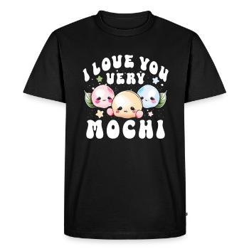 Kawaii Mochi Nourriture Je t’aime très mochi - T-shirt Premium bio Homme - noir - Devant - Nico (187cm)