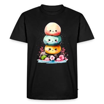 Kawaii Mochi Crème Glacée Dessert Japonais Japon - T-shirt Premium bio Homme - noir - Devant - Nico (187cm)