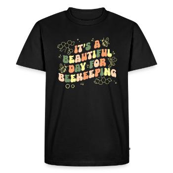 Apiculteur apiculture abeille Groovy Vintage - T-shirt Premium bio Homme - noir - Devant - Nico (187cm)
