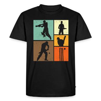 Conception de joueur de cricket vintage dans un style rétro pour - T-shirt Premium bio Homme - noir - Devant - Nico (187cm)