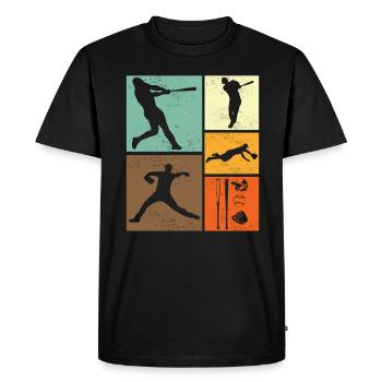 Baseball Stylish Retro Vintage Design for Players - Men's Premium Organic T-Shirt - black - Front - Nico (187cm)