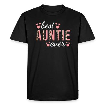 Tante famille Design mignon léopard imprimé meilleure tante - T-shirt Premium bio Homme - noir - Devant - Nico (187cm)