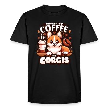 Corgis & Coffee Fueled By Coffee and Corgis - Men's Premium Organic T-Shirt - black - Front - Nico (187cm)