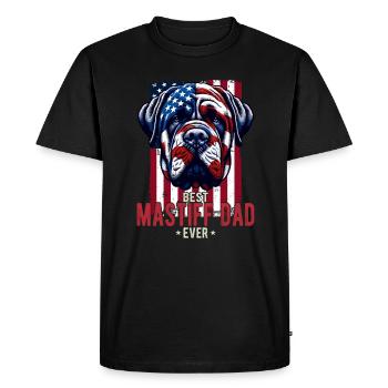 Mastiff papa patriotique USA drapeau Design - T-shirt Premium bio Homme - noir - Devant - Nico (187cm)