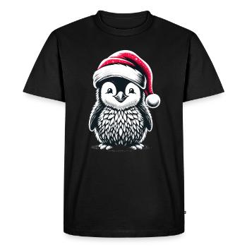 Penguin Santa Cute Christmas - Men's Premium Organic T-Shirt - black - Front - Nico (187cm)