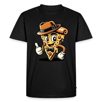 Pizza 50 ' s Cartoon Character Pizza Slice - T-shirt Premium bio Homme - noir - Devant - Nico (187cm)