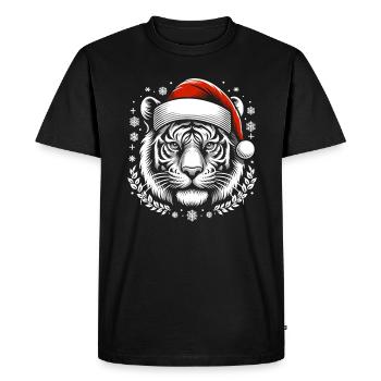 Tigre Père Noël Animal - T-shirt Premium bio Homme - noir - Devant - Nico (187cm)