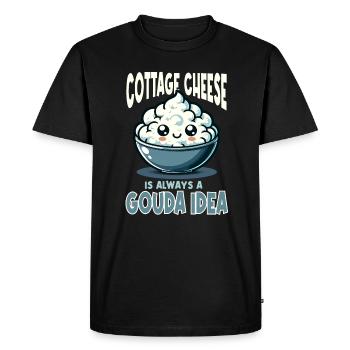 Cottage Cheese Gouda Idea - Men's Premium Organic T-Shirt - black - Front - Nico (187cm)