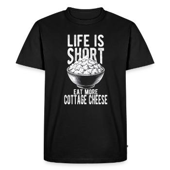 Amateur de fromage cottage - T-shirt Premium bio Homme - noir - Devant - Nico (187cm)
