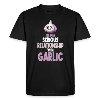 Ail amant épice drôle ail relation citation - T-shirt Premium bio Homme - noir - Devant - Nico (187cm)