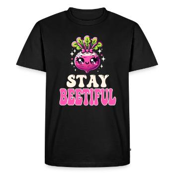 Beetroot Love - Restez Beetiful Kawaii Beets Pun - T-shirt Premium bio Homme - noir - Devant - Nico (187cm)