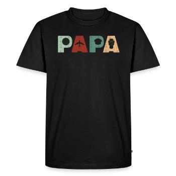 Pilote Aviation Rétro Vintage Avion Père Papa - T-shirt Premium bio Homme - noir - Devant - Nico (187cm)