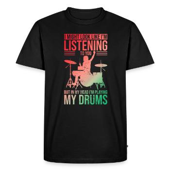 Drummer T-Shirt with Unique Drums Graphic Perfect - Men's Premium Organic T-Shirt - black - Front - Nico (187cm)