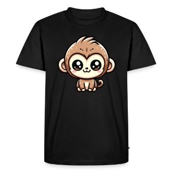 Kawaii Monkey Bébé Singe - T-shirt Premium bio Homme - noir - Devant - Nico (187cm)