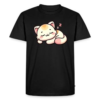 Chat endormi - T-shirt Premium bio Homme - noir - Devant - Nico (187cm)