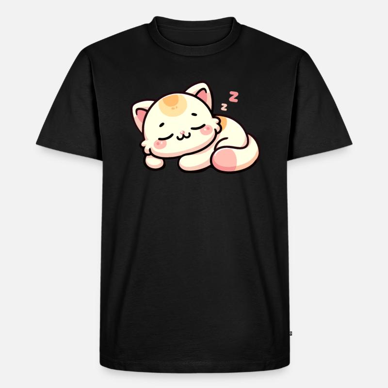 Schlafende Katze - Männer Premium Bio T-Shirt - Schwarz