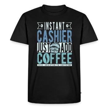 Caissier instantané Il suffit d’ajouter du café - T-shirt Premium bio Homme - noir - Devant - Nico (187cm)