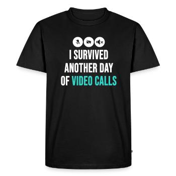 Travailleur à distance Idée amusante Appels vidéo Réunions - T-shirt Premium bio Homme - noir - Devant - Nico (187cm)