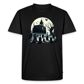 Cimetière gothique énigmatique : Clair de lune brumeux - T-shirt Premium bio Homme - noir - Devant - Nico (187cm)