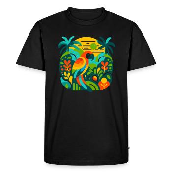 Fantaisie de perroquet exotique : Couleurs de la forêt tropicale - T-shirt Premium bio Homme - noir - Devant - Nico (187cm)