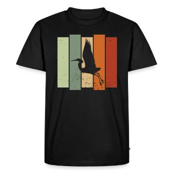 Heron Retro Birdwatching Bird Watcher - T-shirt Premium bio Homme - noir - Devant - Nico (187cm)