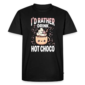 Hot Chocolate Lover Winter Cozy Evening Kawaii - Men's Premium Organic T-Shirt - black - Front - Nico (187cm)
