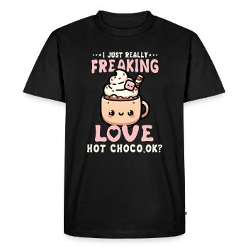 Warm Kawaii Hot Chocolate Lover Delight Perfect - Men's Premium Organic T-Shirt - black - Front - Nico (187cm)