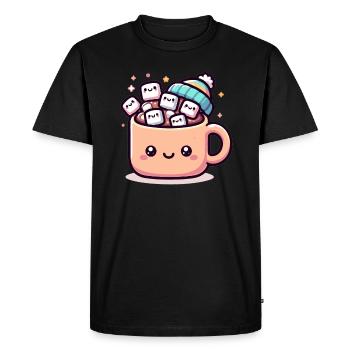 Warm and Cozy Hot Chocolate Lover's Dream Design - Men's Premium Organic T-Shirt - black - Front - Nico (187cm)
