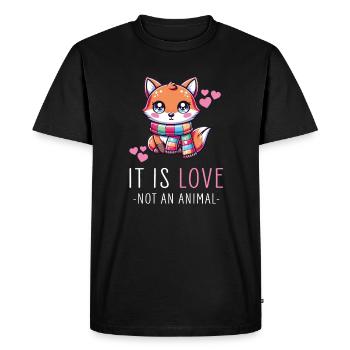 Renard kawaii avec écharpe Art - c’est l’amour pas un - T-shirt Premium bio Homme - noir - Devant - Nico (187cm)