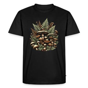 Champignon Et Fougères Cottagecore Forêt Esthétique - T-shirt Premium bio Homme - noir - Devant - Nico (187cm)