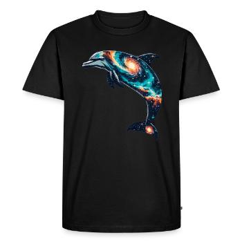Dolphin Space Galaxy Universe - Men's Premium Organic T-Shirt - black - Front - Nico (187cm)