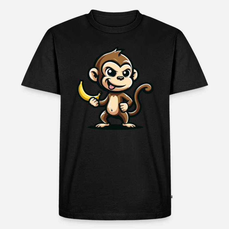 Affe mit Banane frech - Männer Premium Bio T-Shirt - Schwarz
