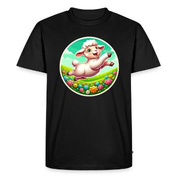 Prairie à moutons - T-shirt Premium bio Homme - noir - Devant - Nico (187cm)