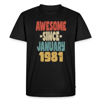 Génial janvier 1981 - T-shirt Premium bio Homme - noir - Devant - Nico (187cm)