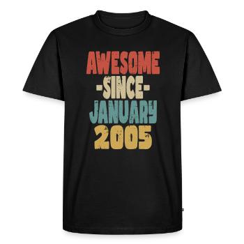 Génial janvier 2005 - T-shirt Premium bio Homme - noir - Devant - Nico (187cm)