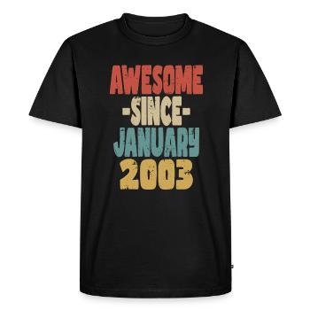 Génial Janvier 2003 - T-shirt Premium bio Homme - noir - Devant - Nico (187cm)