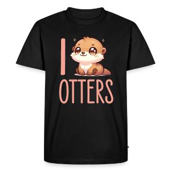 Adorable Illustration de loutre - parfait pour mignon - T-shirt Premium bio Homme - noir - Devant - Nico (187cm)