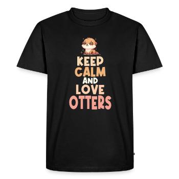 Cute Otter Artwork Featuring Adorable & Funny Keep - Men's Premium Organic T-Shirt - black - Front - Nico (187cm)