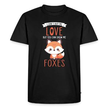 Cute Kawaii Fox Design With Heartfelt Foxes Quote - Men's Premium Organic T-Shirt - black - Front - Nico (187cm)