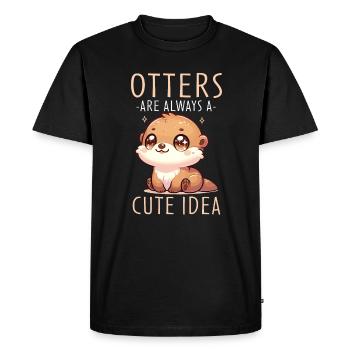 Adorable illustration de loutre pour les amateurs d’animaux - T-shirt Premium bio Homme - noir - Devant - Nico (187cm)