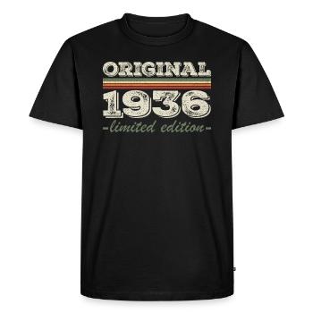 Légende depuis 1936 Né en 1936 Anniversaire 1936 - T-shirt Premium bio Homme - noir - Devant - Nico (187cm)