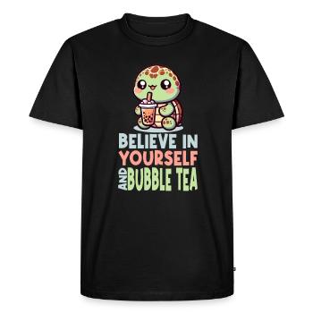 Kawaii Turtle Bubble Tea Believe In Yourself - Men's Premium Organic T-Shirt - black - Front - Nico (187cm)